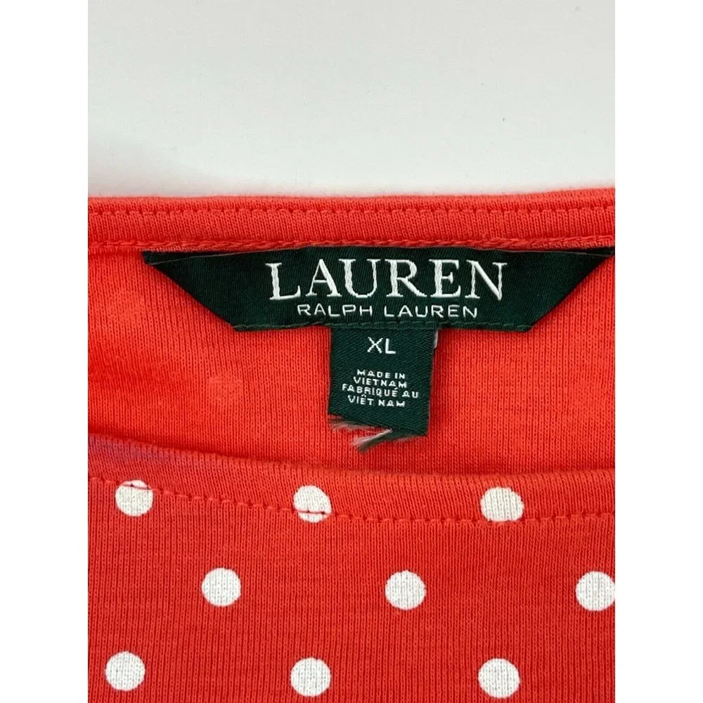 Lauren Ralph Lauren Women's Orange Long Sleeve Polka Dot Top Shirt Size XL - Picture 5 of 11